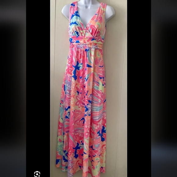 Lilly Pulitzer Dresses & Skirts - Lilly Pulitzer Sloane Sleeveless Maxi Dress Playa Hermosa Bright Tropical Floral